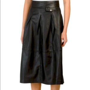 100% Leather pleated A-line midi skirt by Bod and Christensen
